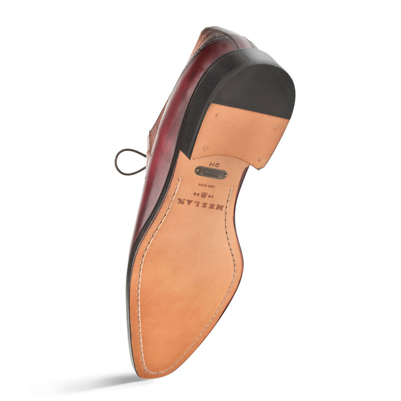 Mezlan SX4868-P Men's Shoes Burgundy & Camel Exotic Ostrich / Calf-Skin Leather Oxford (MZS3509)-AmbrogioShoes