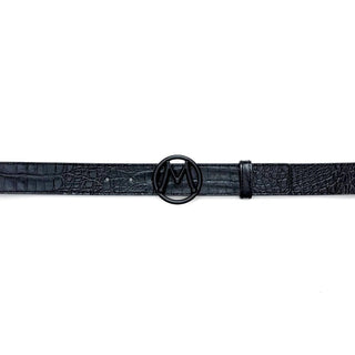 Mezlan SXB11491F Men's Crocodile Skin Circle Icon Belt (MZB1204)-AmbrogioShoes