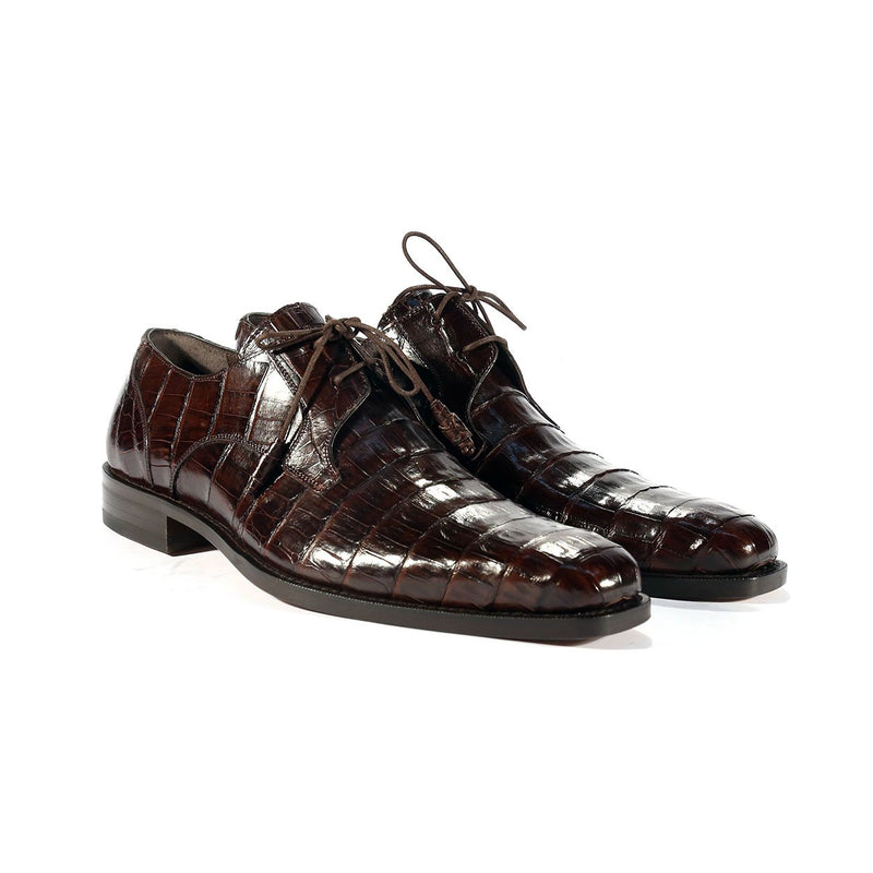 Mezlan Mens Luxury Designer Shoes Anderson Dark Brown Crocodile Oxfords (MZS1003)-AmbrogioShoes