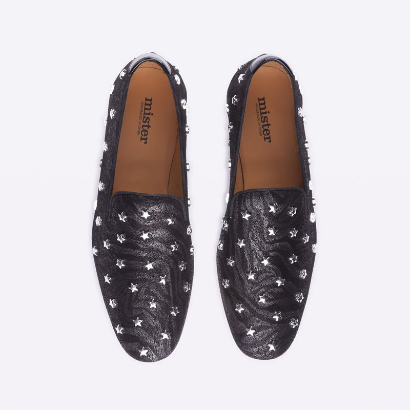 Mister 39049 Arcas Men's Shoes Black Zebra Print / Suede Leather Slip On Loafers (MIS1003)-AmbrogioShoes