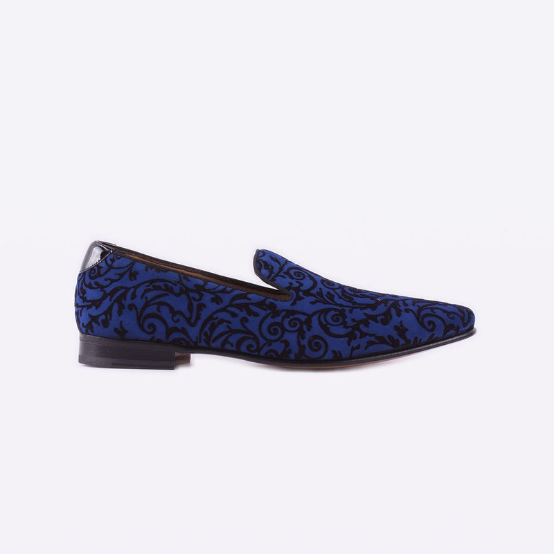 Mister 39052 Hijes Men's Shoes Blue Cashmere Print / Suede Leather Slip On Loafers (MIS1006)-AmbrogioShoes