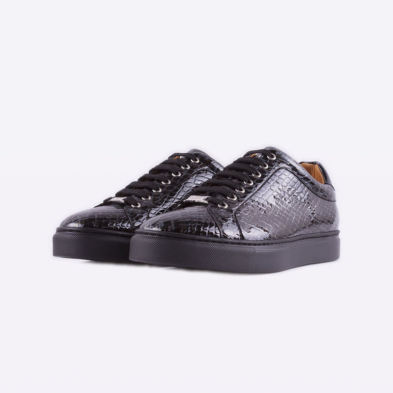 Mister 39697 Urda Men's Shoes Black Python Print / Patent Leather Casual Sneakers (MIS1016)-AmbrogioShoes
