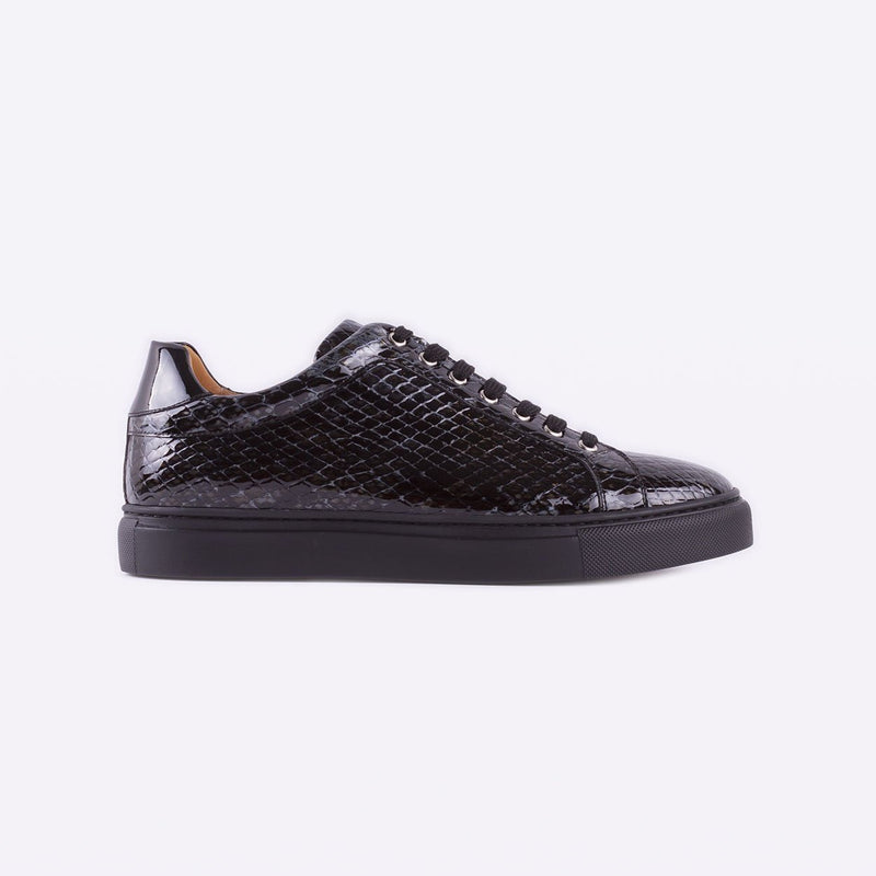 Mister 39697 Urda Men's Shoes Black Python Print / Patent Leather Casual Sneakers (MIS1016)-AmbrogioShoes