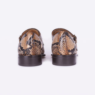 Mister 40076 Cances Men's Shoes Camel Python Print / Calf-Skin Leather Monk-Straps Loafers (MISS1053)-AmbrogioShoes