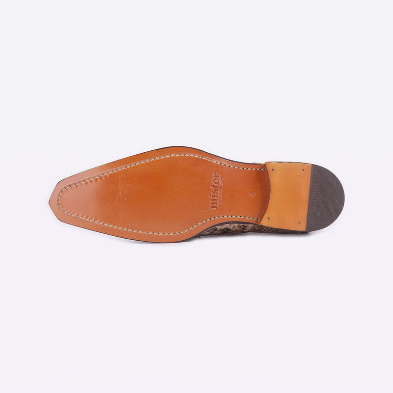 Mister 40076 Cances Men's Shoes Camel Python Print / Calf-Skin Leather Monk-Straps Loafers (MIS1053)-AmbrogioShoes