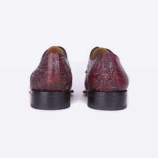 Mister 40082 Cervas Men's Shoes Burgundy Cashmere Flower Print / Calf-Skin Leather Derby (MIS1055)-AmbrogioShoes
