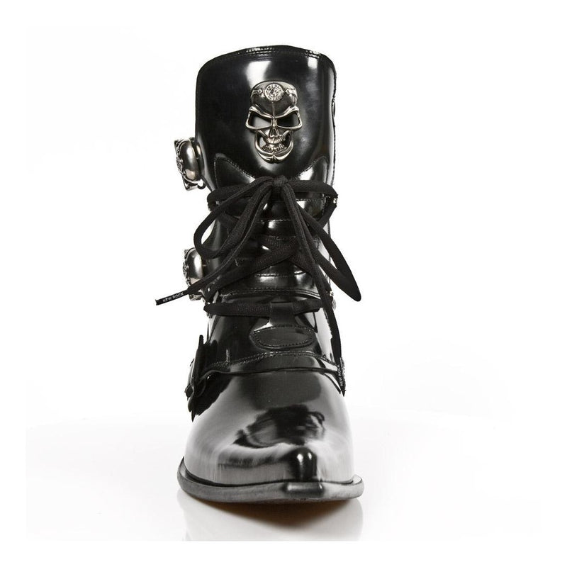 New Rock Men's Shoes Black Calf-Skin Leather Ankle Boots M-2284-C10 (NR1271)-AmbrogioShoes