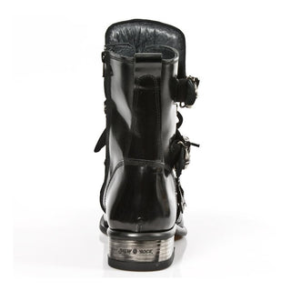 New Rock M-2284-C10 Men's Designer Shoes Black Calf-Skin Leather Ankle Boots (NRS1271)-AmbrogioShoes