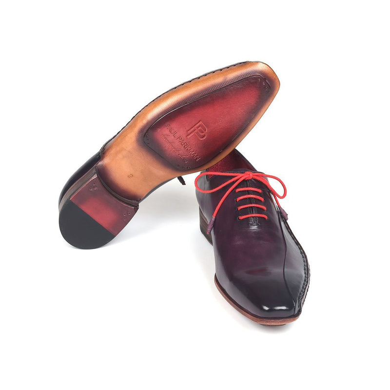 Paul Parkman 018-PRP Men's Shoes Purple Calf-Skin Leather Side Hawd-Sewn Oxfords (PM6281)-AmbrogioShoes