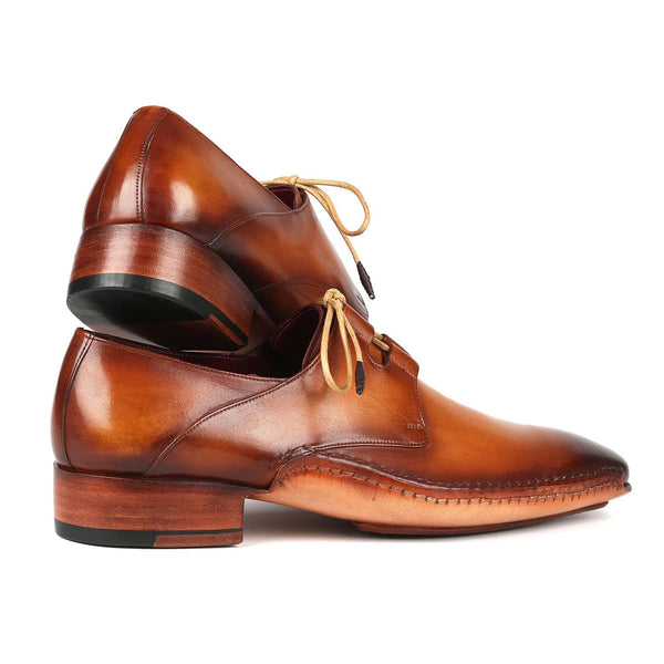 Paul Parkman 022-CML Men's Shoes Light Brown Calf-Skin Leather Ghillie Lacing Oxfords (PM6354)-AmbrogioShoes