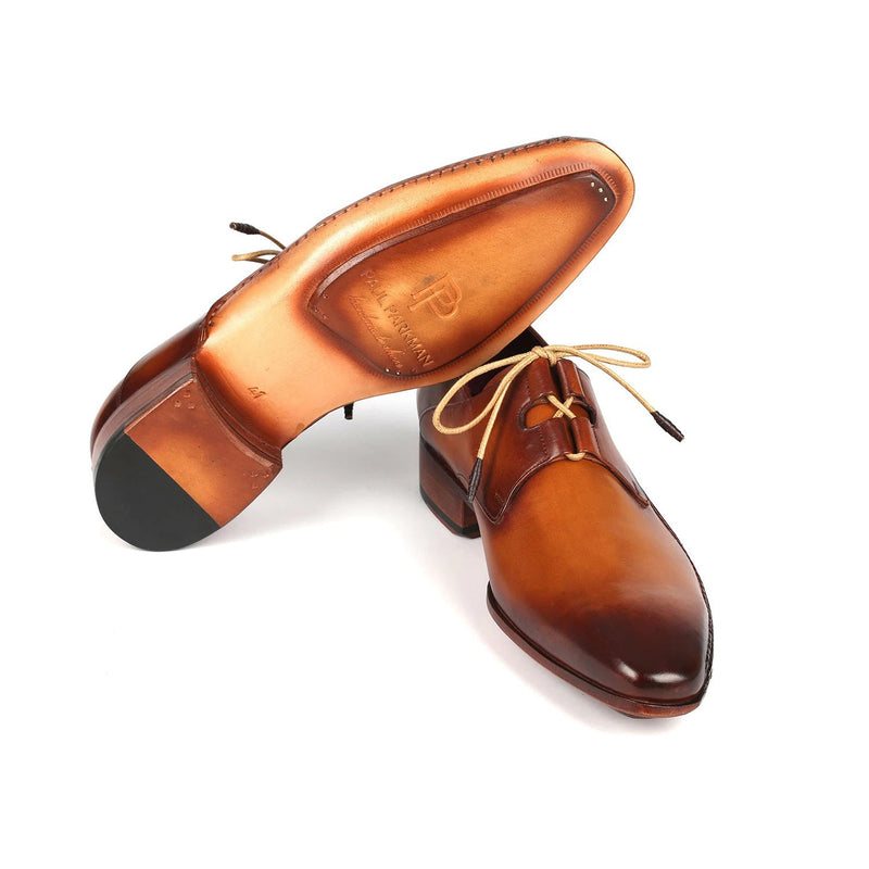 Paul Parkman 022-CML Men's Shoes Light Brown Calf-Skin Leather Ghillie Lacing Oxfords (PM6354)-AmbrogioShoes