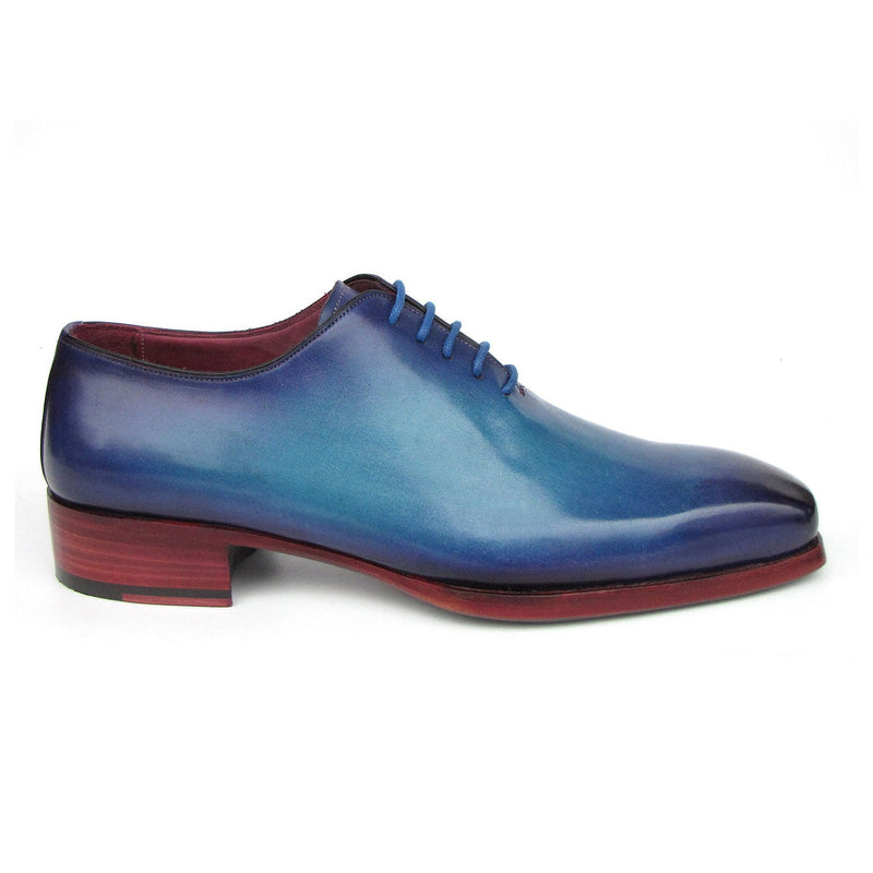 Paul Parkman 044TRQ Men's Shoes Blue & Turquoise Hand-Painted Leather Goodyear Welted Wholecut Oxfords (PM6394)-AmbrogioShoes