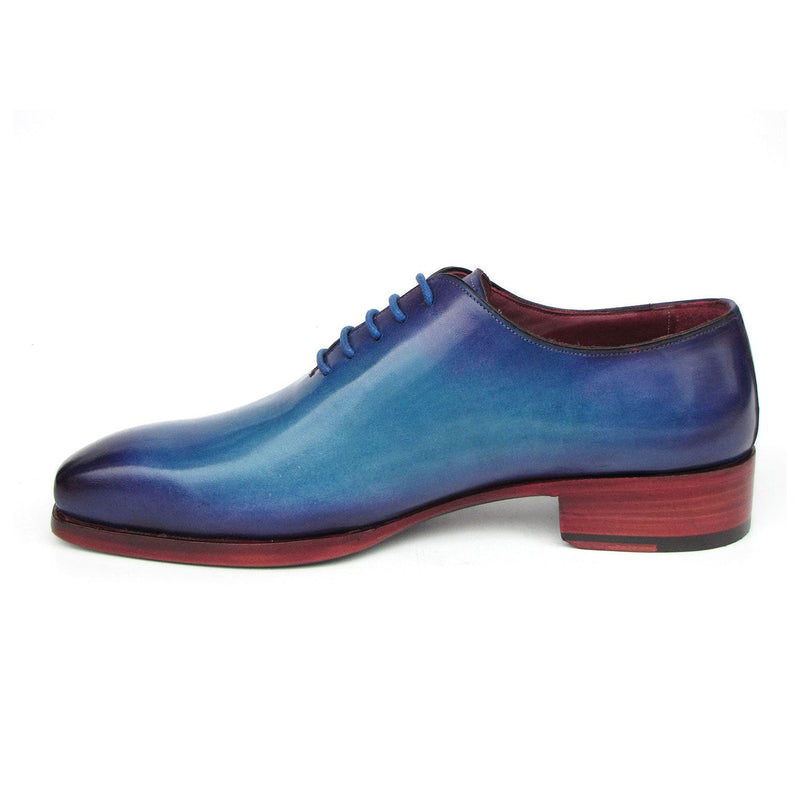 Paul Parkman 044TRQ Men's Shoes Blue & Turquoise Hand-Painted Leather Goodyear Welted Wholecut Oxfords (PM6394)-AmbrogioShoes