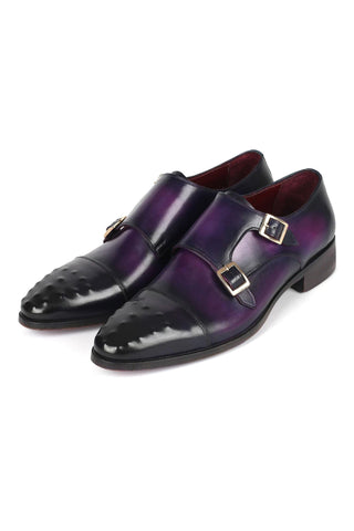 Paul Parkman 047 Calf-Skin Leather Studded Cap Toe Double Monkstraps (PM6378)-AmbrogioShoes