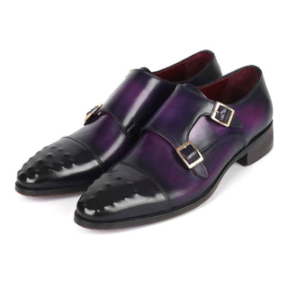 Paul Parkman 047 Men's Shoes Calf-Skin Leather Studded Cap Toe Double Monkstraps (PM6378)-AmbrogioShoes