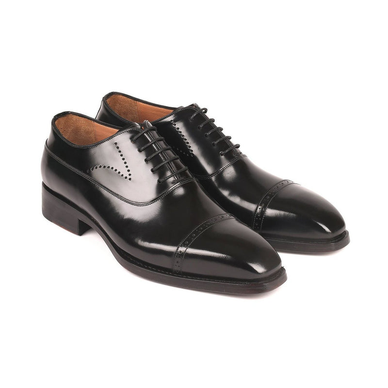 Paul Parkman 056BLK84 Men's Shoes Burgundy Polished Calf-Skin Leather Cap-Toe Oxfords(PM6259)-AmbrogioShoes