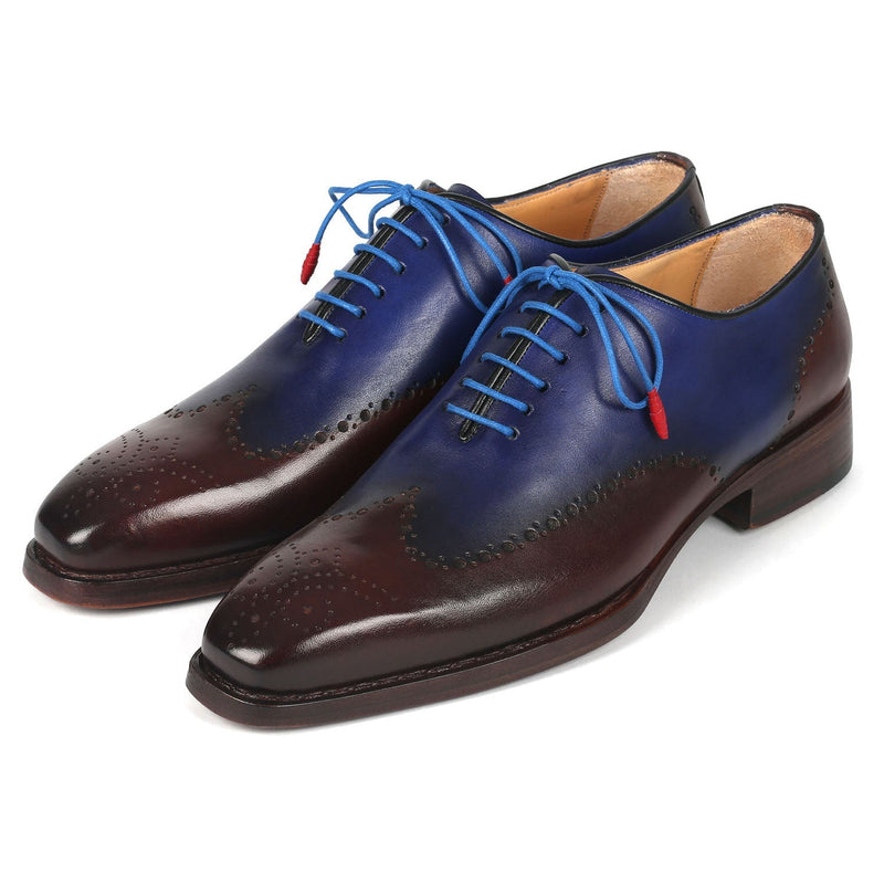 Paul Parkman 081-B35 Men's Shoes Brown & Blue Calf-Skin Leather Goodyear Welted Oxfords (PM6370)-AmbrogioShoes