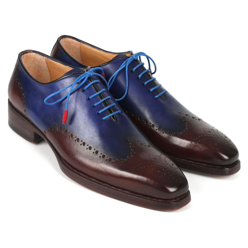 Paul Parkman 081-B35 Men's Shoes Brown & Blue Calf-Skin Leather Goodyear Welted Oxfords (PM6370)-AmbrogioShoes