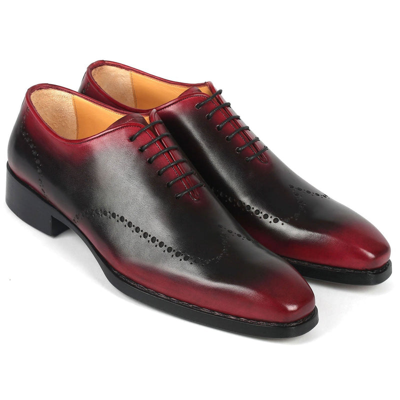 Paul Parkman 081-B51 Men's Shoes Red & Black Calf-Skin Leather Goodyear Welted Oxfords (PM6364)-AmbrogioShoes