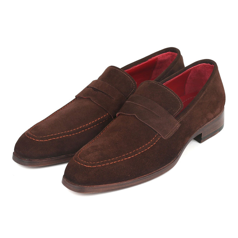 Paul Parkman 10SD83 Men's Shoes Brown Suede Leather Penny Loafers (PM6321)-AmbrogioShoes