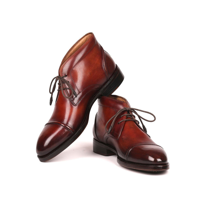 Paul Parkman 144BRW68 Men's Shoes Brown Calf-Skin Leather Cap-Toe Chukka Boots(PM6252)-AmbrogioShoes