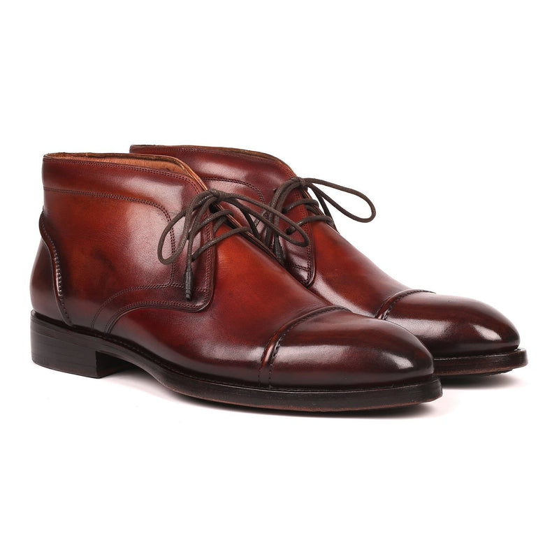 Paul Parkman 144BRW68 Men's Shoes Brown Calf-Skin Leather Cap-Toe Chukka Boots(PM6252)-AmbrogioShoes