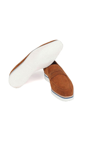 Paul Parkman 180 Men's Handmade Shoes Camel Suede Smart Casual Penny Loafers (PM6323)-AmbrogioShoes
