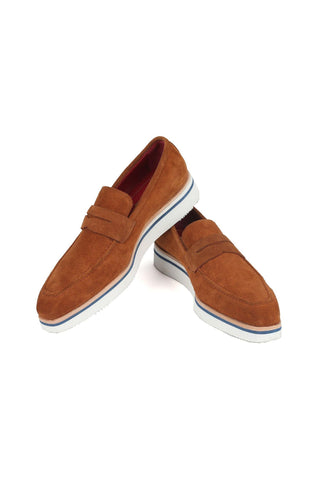 Paul Parkman 180 Men's Handmade Shoes Camel Suede Smart Casual Penny Loafers (PM6323)-AmbrogioShoes