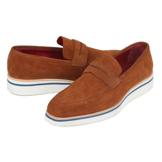 Paul Parkman 180 Men's Handmade Shoes Camel Suede Leather Smart Casual Penny Loafers (PM6323)-AmbrogioShoes