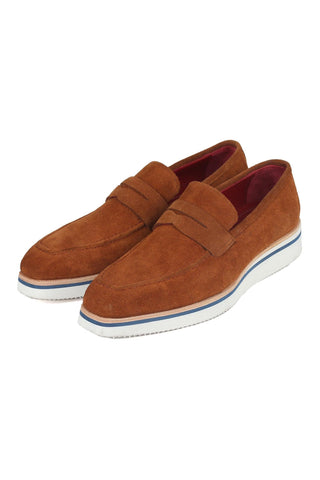 Paul Parkman 180 Men's Handmade Shoes Camel Suede Smart Casual Penny Loafers (PM6323)-AmbrogioShoes