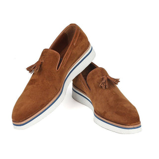 Paul Parkman 181 Men's Shoes Suede Leather Tassels Loafers (PM6301)-AmbrogioShoes