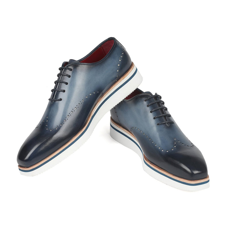 Paul Parkman 187-NAVY Men's Shoes Navy Calf-Skin Leather Smart Casual Oxfords (PM6315)-AmbrogioShoes