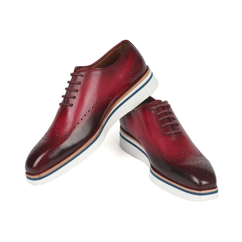 Paul Parkman 188-BRD Men's Shoes Bordeaux Calf-Skin Leather Smart Casual Oxfords (PM6317)-AmbrogioShoes