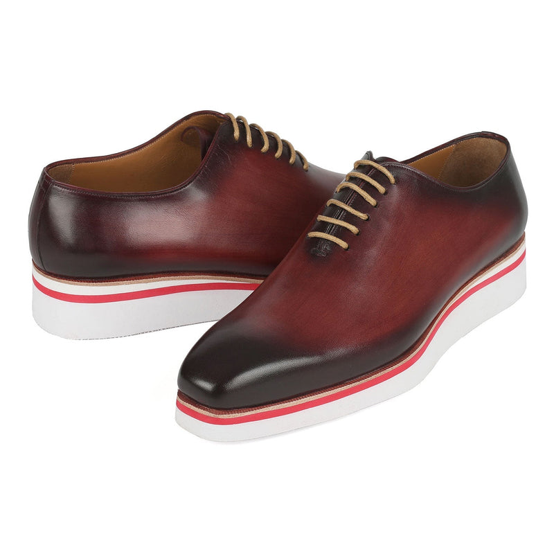Paul Parkman 191-BRD Men's Shoes Bordeaux Calf-Skin Leather Smart Casual Wholecut Oxfords (PM6372)-AmbrogioShoes