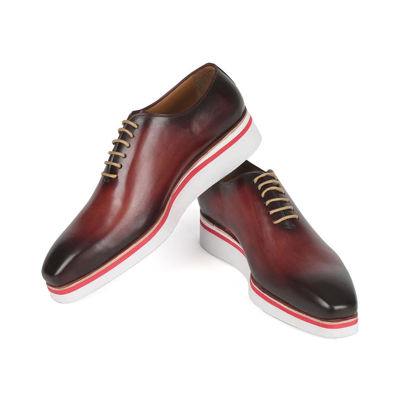 Paul Parkman 191-BRD Men's Shoes Bordeaux Calf-Skin Leather Smart Casual Wholecut Oxfords (PM6372)-AmbrogioShoes