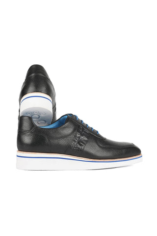 Paul Parkman 192-BLK Men's Handmade Shoes Black Floater Leather Sneakers (PM6371)-AmbrogioShoes