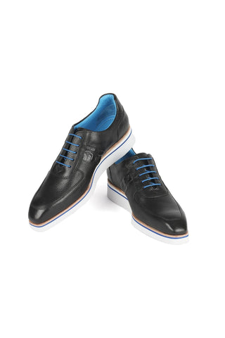 Paul Parkman 192-BLK Men's Handmade Shoes Black Floater Leather Sneakers (PM6371)-AmbrogioShoes