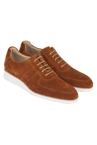 Paul Parkman 192-SD-CML Men's Handmade Shoes Camel Suede Casual Sneakers (PM6384)-AmbrogioShoes