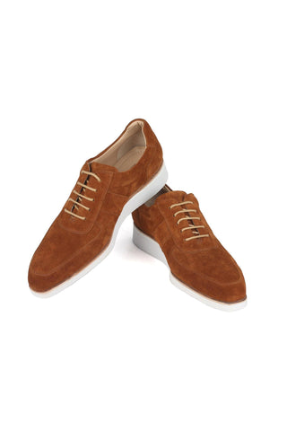 Paul Parkman 192-SD-CML Men's Handmade Shoes Camel Suede Casual Sneakers (PM6384)-AmbrogioShoes