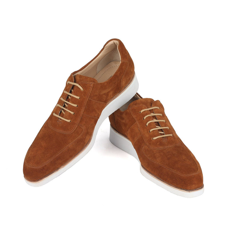 Paul Parkman 192-SD-CML Men's Shoes Camel Suede Leather Casual Sneakers (PM6384)-AmbrogioShoes