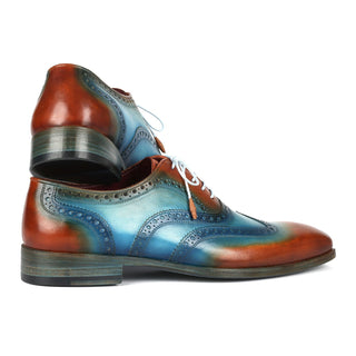 Paul Parkman 228-TRQ Men's Handmade Shoes Turquoise & Tobacco Wingtip Oxfords (PM6376)-AmbrogioShoes