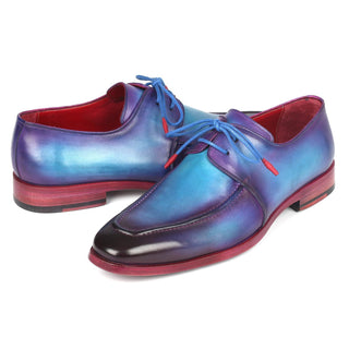 Paul Parkman 23SX84 Men's Handmade Shoes Turquoise & Purple Calf-Skin Leather Apron Derby (PM6318)-AmbrogioShoes