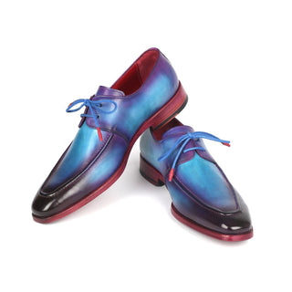 Paul Parkman 23SX84 Men's Handmade Shoes Turquoise & Purple Calf-Skin Leather Apron Derby (PM6318)-AmbrogioShoes