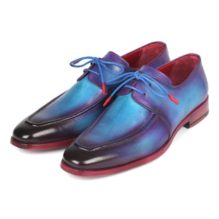 Paul Parkman 23SX84 Men's Handmade Shoes Turquoise & Purple Calf-Skin Leather Apron Derby (PM6318)-AmbrogioShoes