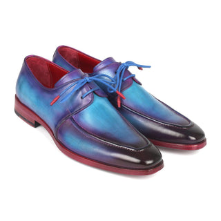 Paul Parkman 23SX84 Men's Handmade Shoes Turquoise & Purple Calf-Skin Leather Apron Derby (PM6318)-AmbrogioShoes