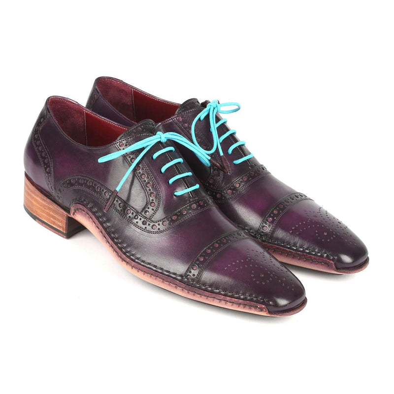 Paul Parkman 5032-PRP Men's Shoes Purple Calf-Skin Leather Opanka Cap-Toe Oxfords (PM6350)-AmbrogioShoes