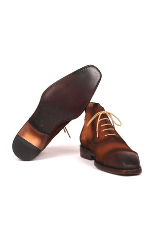 Paul Parkman 644BRW17 Men's Handmade Shoes Antique Brown Suede Cap-Toe Ankle Boots(PM6251)-AmbrogioShoes