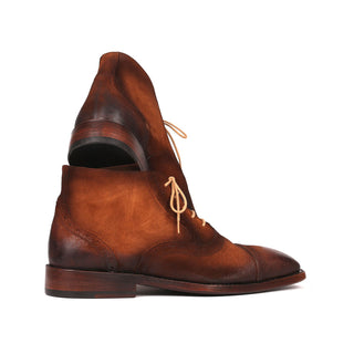 Paul Parkman 644BRW17 Men's Handmade Shoes Antique Brown Suede Leather Cap-Toe Ankle Boots(PM6251)-AmbrogioShoes