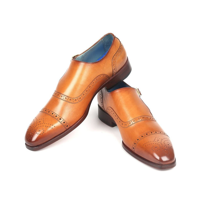 Paul Parkman 65CGN97 Men's Shoes Cognac Calf-Skin Leather Monk-Strap Loafers (PM6275)-AmbrogioShoes