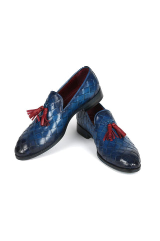 Paul Parkman 6623 Woven Calf-Skin Leather Tassel Loafers (PM6377)-AmbrogioShoes